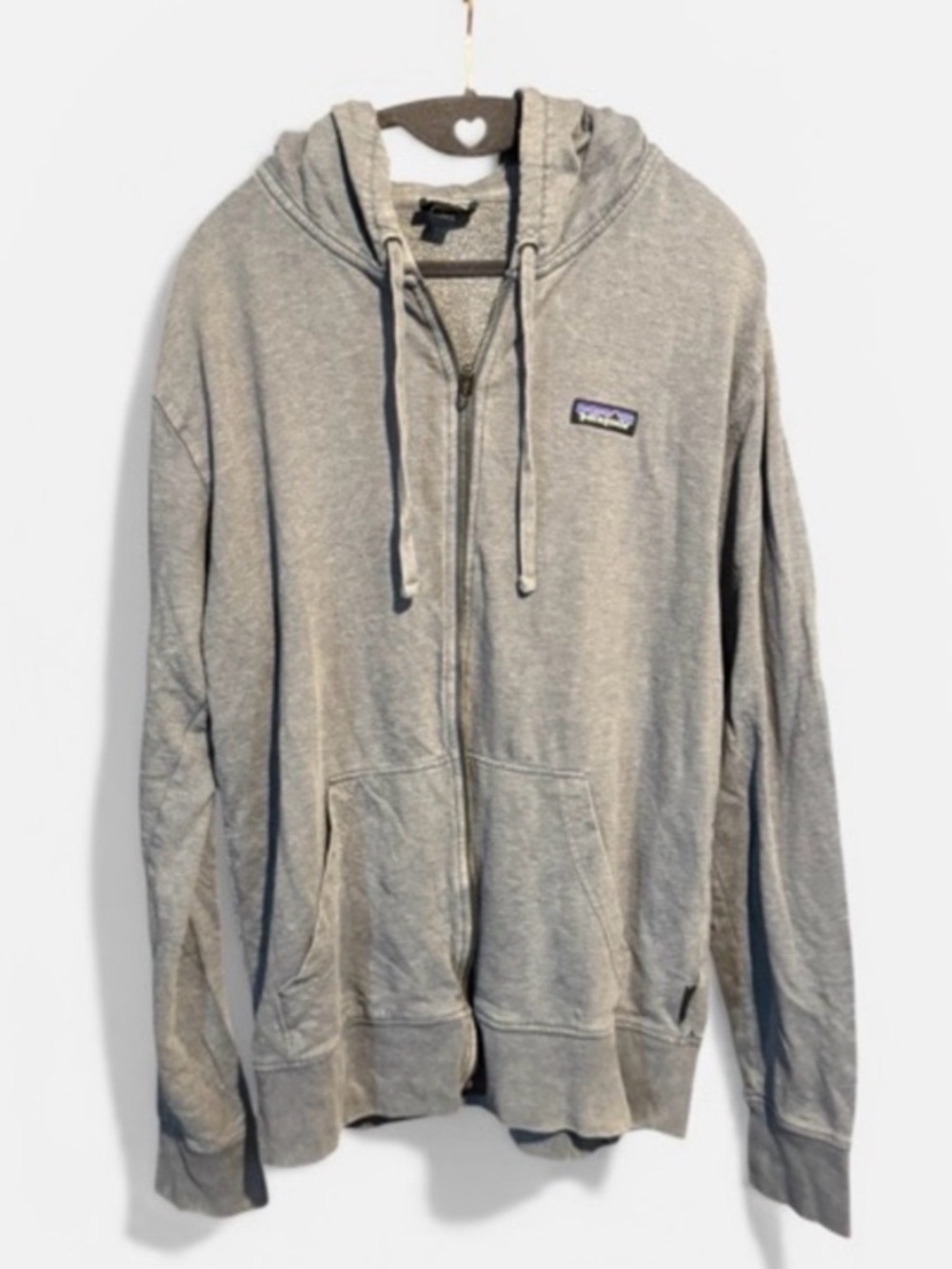 Unisex Gray Zip-Up Patagonia Hooded Sweater